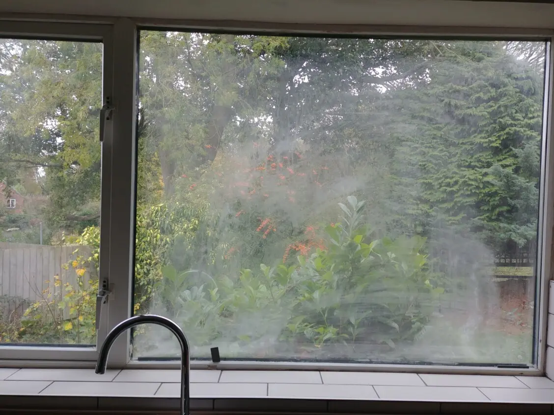 Before and after blown glazing. Failed Blown double glazed unit.