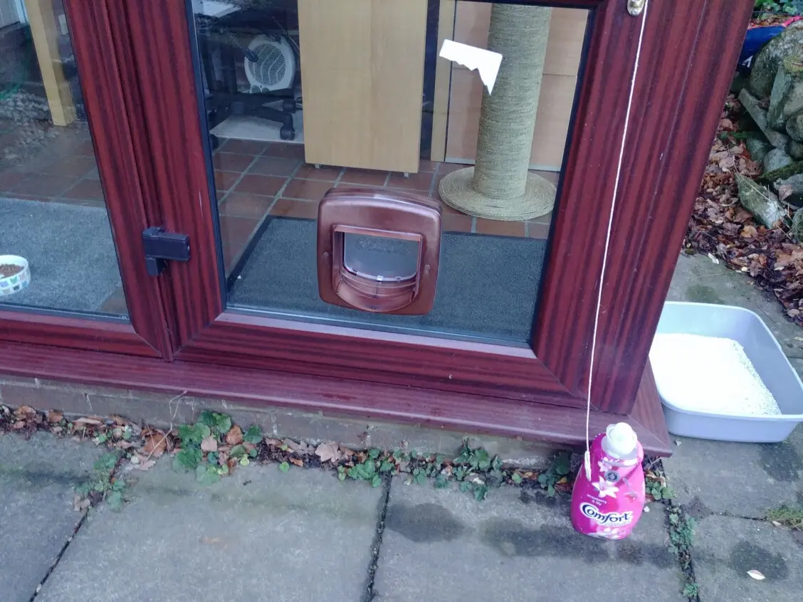 Cat flap fitted. Into glass doors.